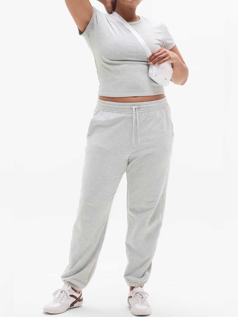 Athleta Light Gray High-Rise Drawstring Joggers Size Large - Picture 1 of 16